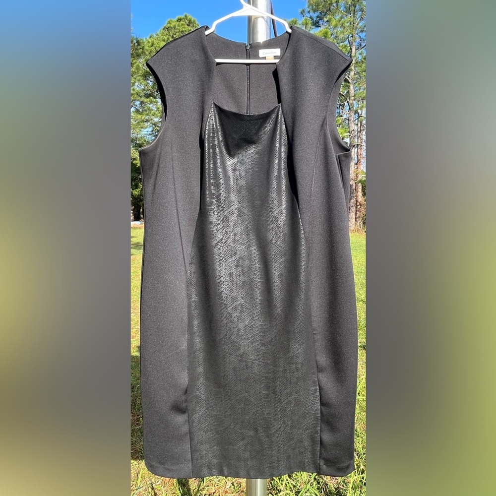 Calvin Klein Black Sleeveless Dress with Snakeskin Detail